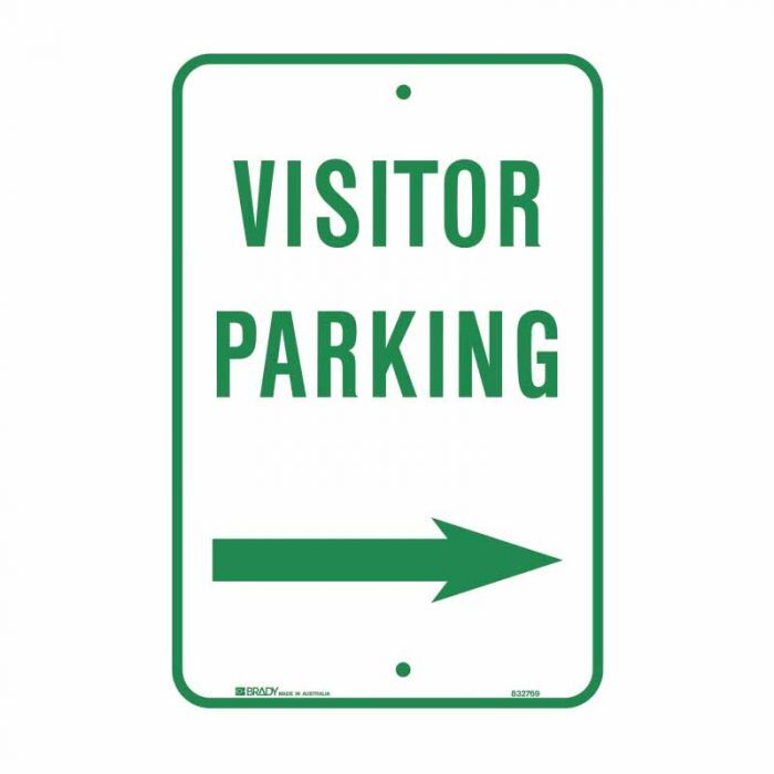 Brady Parking Sign - Visitor Parking Arrow Right 300 x 450mm Metal