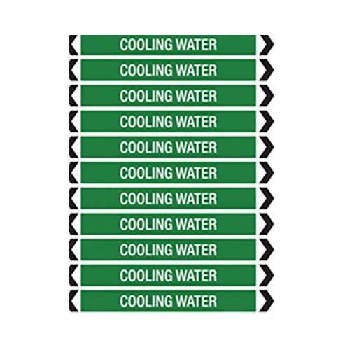 Brady Pipe Marker Cooling Water White/Jade Green 40-70mm O.D. - 50/Roll