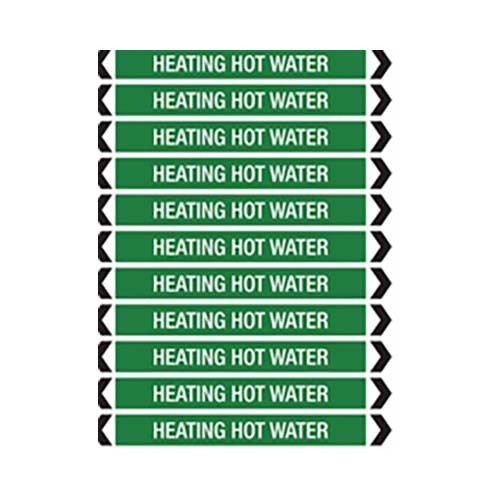 Brady Pipe Marker Heating Hot Water White/Jade Green 40-70mm O.D. - 50/Roll