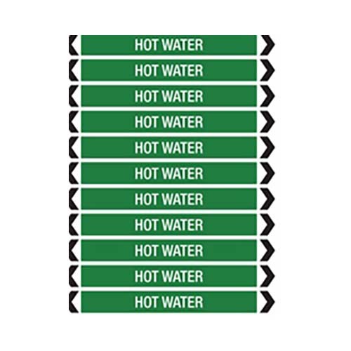 Brady Pipe Marker Hot Water White/Jade Green 40-70mm O.D. - 50/Roll