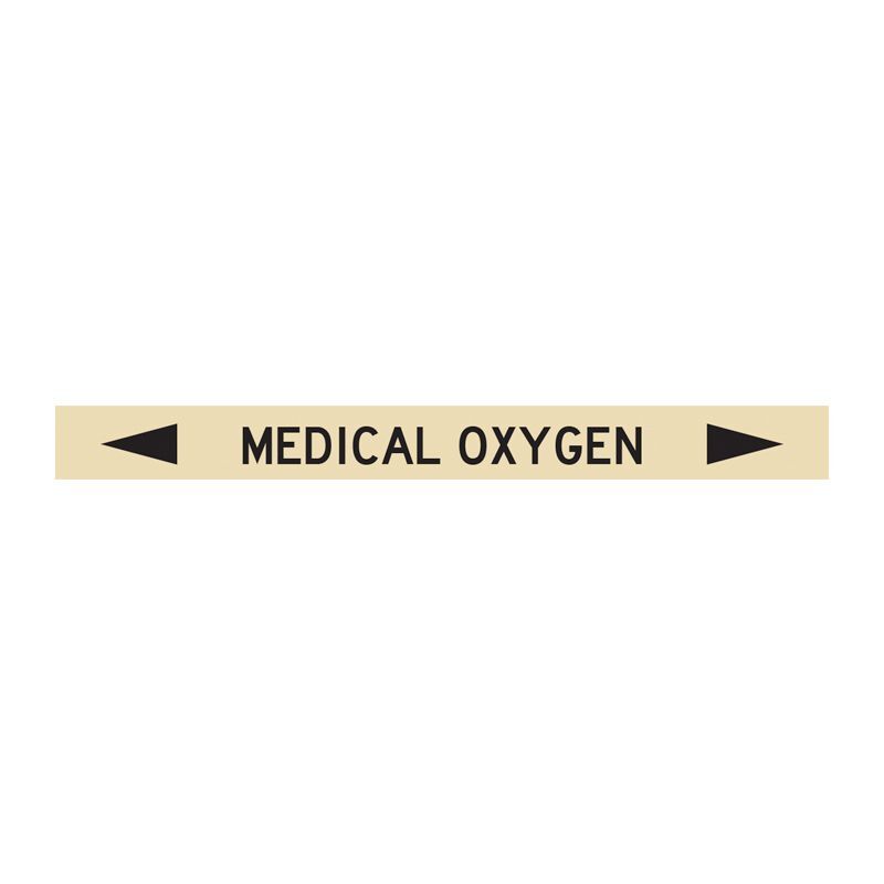 Brady Pipe Marker Medical Oxygen 100 x 500mm - 10/Pack