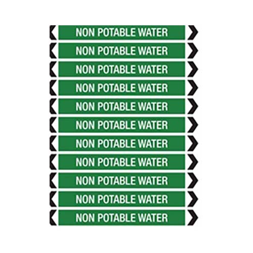 Brady Pipe Marker Non Potable Water White/Jade Green 40-70mm O.D. - 50/Roll
