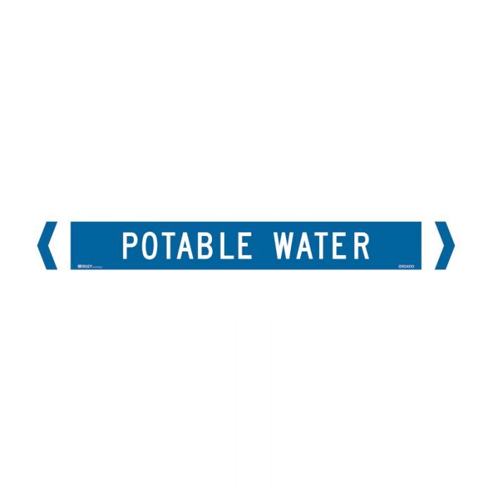 Brady Pipe Marker Potable Water White/Mid Blue 40-75mm O.D. - 10/Pack