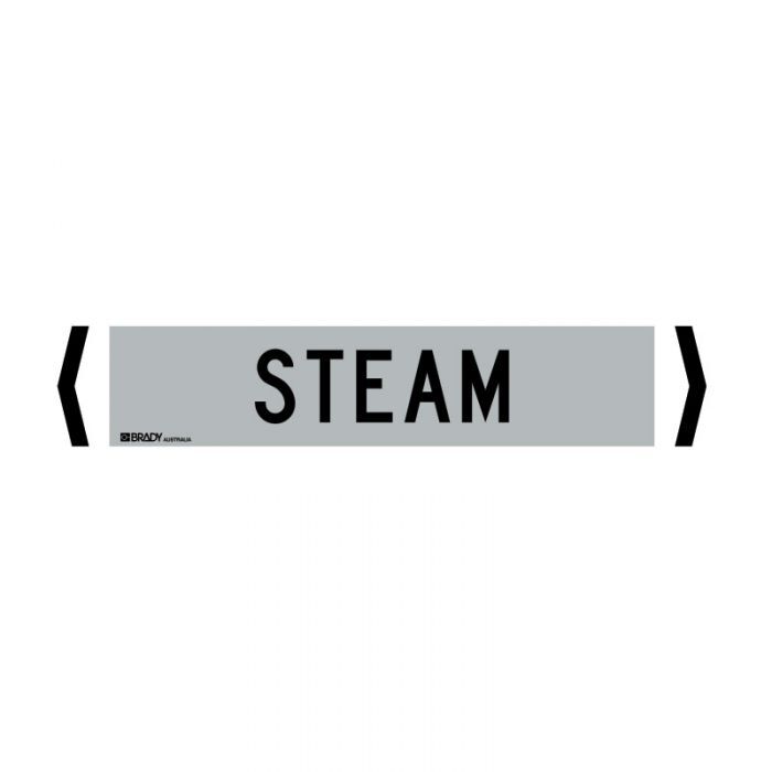 Brady Pipe Marker Steam Black/Silver-Grey Up To 40mm O.D. - 10/Pack