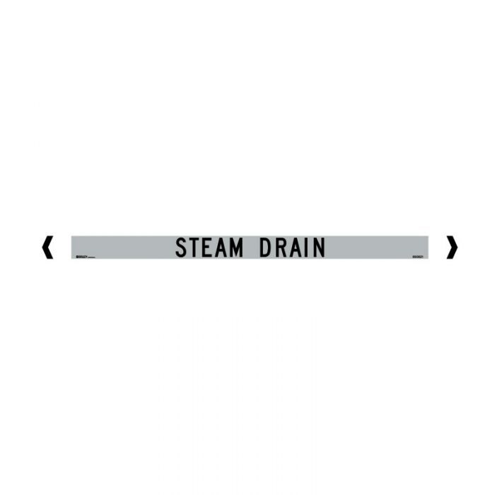 Brady Pipe Marker Steam Drain Black/Silver-Grey 40-75mm O.D. - 10/Pack