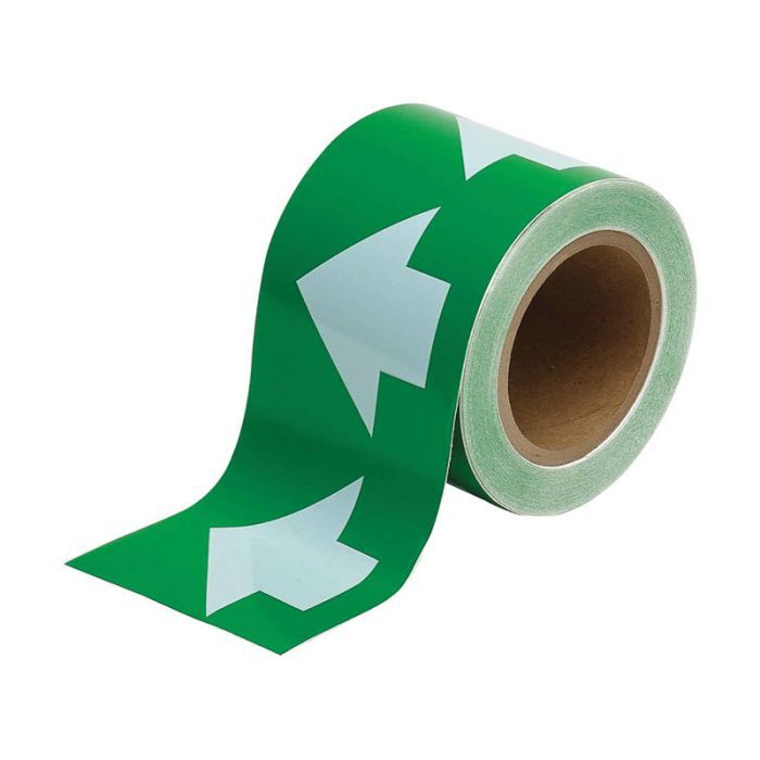 Brady Pipe Markers - Arrow Tape 100mm x 27m - White/Green