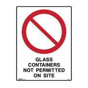 Brady Prohibition Sign Glass Containers Not Permitted On Site - AIMS Industrial Supplies