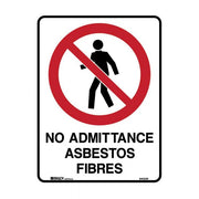 Brady Prohibition Sign - No Admittance Asbestos Fibres - AIMS Industrial Supplies