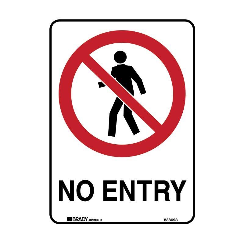 Brady Prohibition Sign - No Entry 300 x 450mm Metal