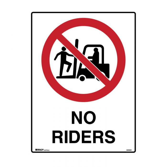Brady Prohibition Sign - No Riders - AIMS Industrial Supplies