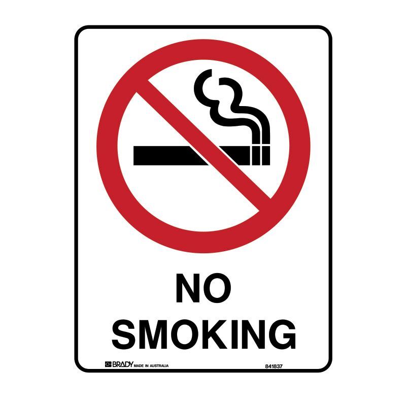 Brady Prohibition Sign - No Smoking 450 x 600mm Metal