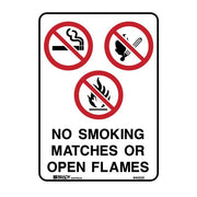 Brady Prohibition Sign - No Smoking Matches Or Open Flames - AIMS Industrial Supplies