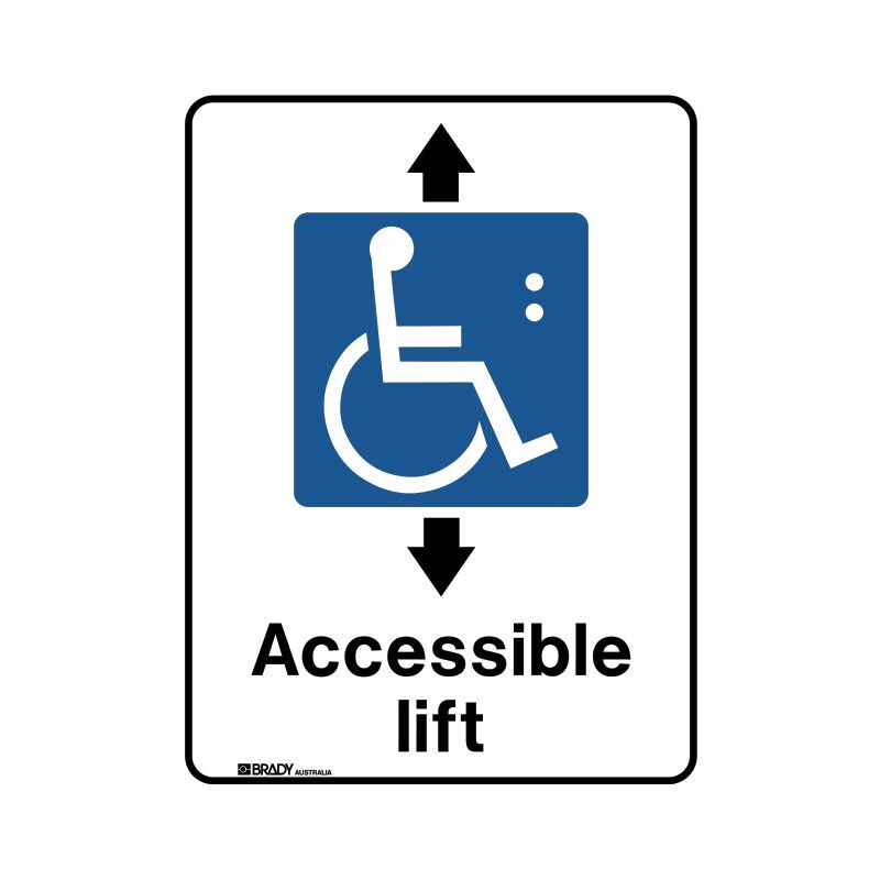 Brady Public Area Sign - Accessible Lift 300 x 450mm Polypropylene