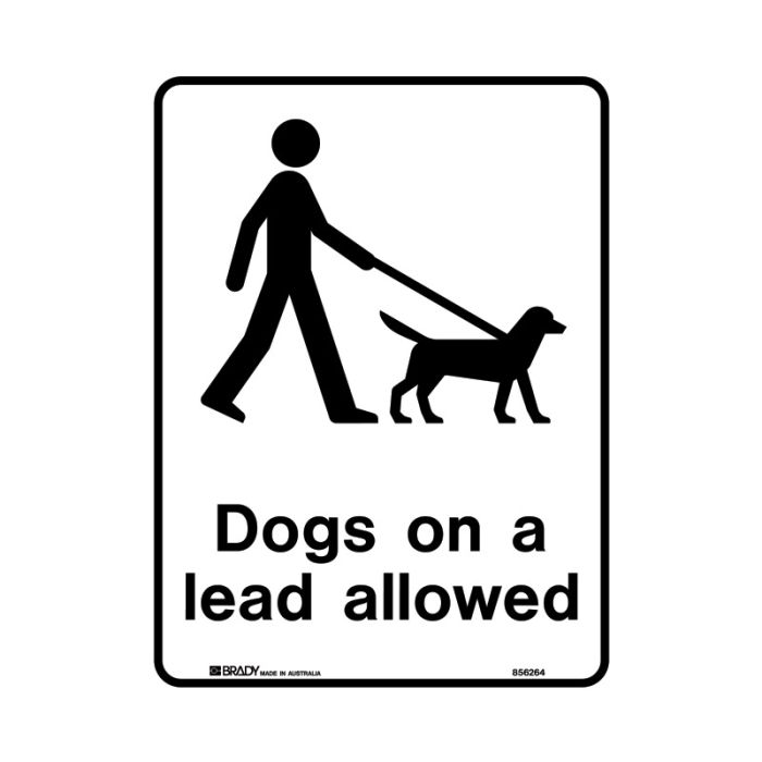 Brady Public Area Sign - Dogs On A Lead Allowed - AIMS Industrial Supplies
