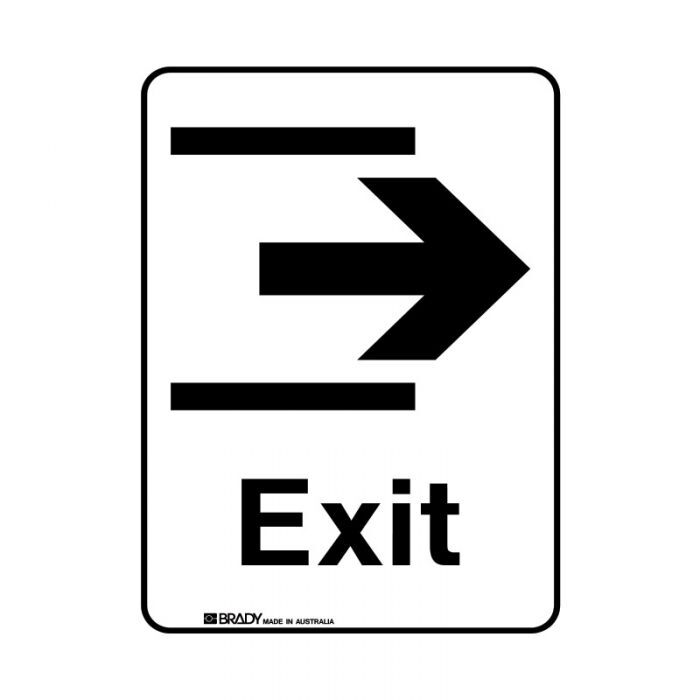 Brady Public Area Sign - Exit Right 300 x 450mm Polypropylene