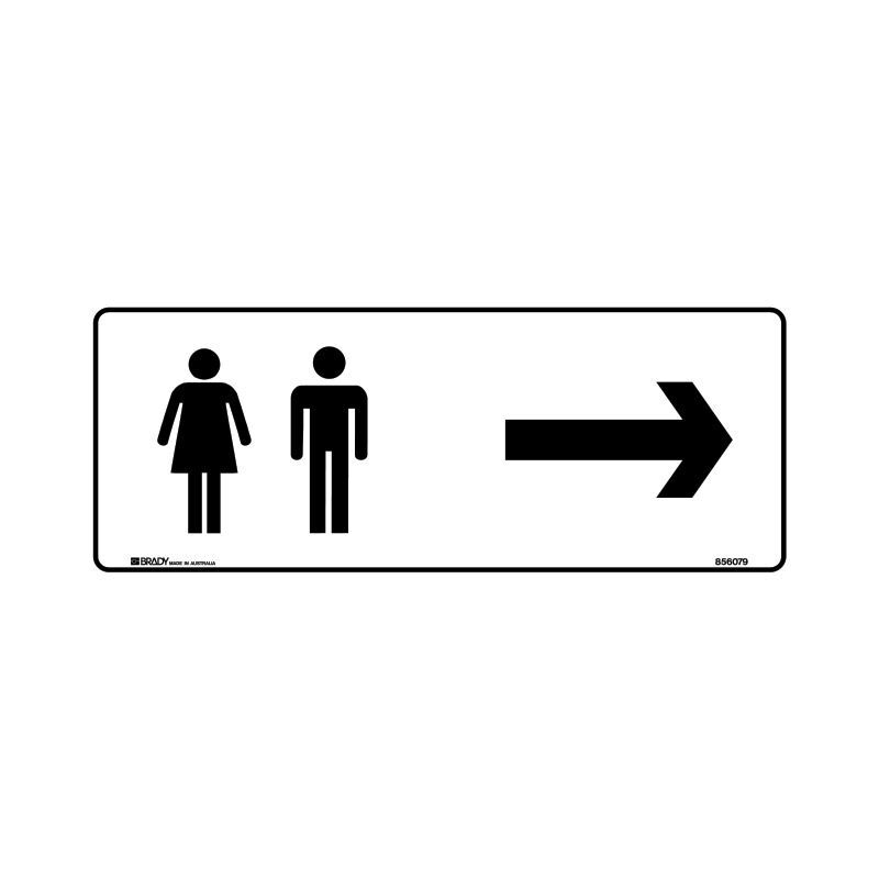 Brady Public Area Sign - Mens/Ladies Right 450 x 180mm Metal