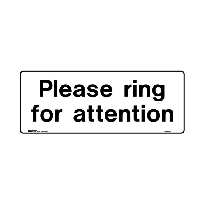 Brady Public Area Sign - Please Ring For Attention - AIMS Industrial Supplies