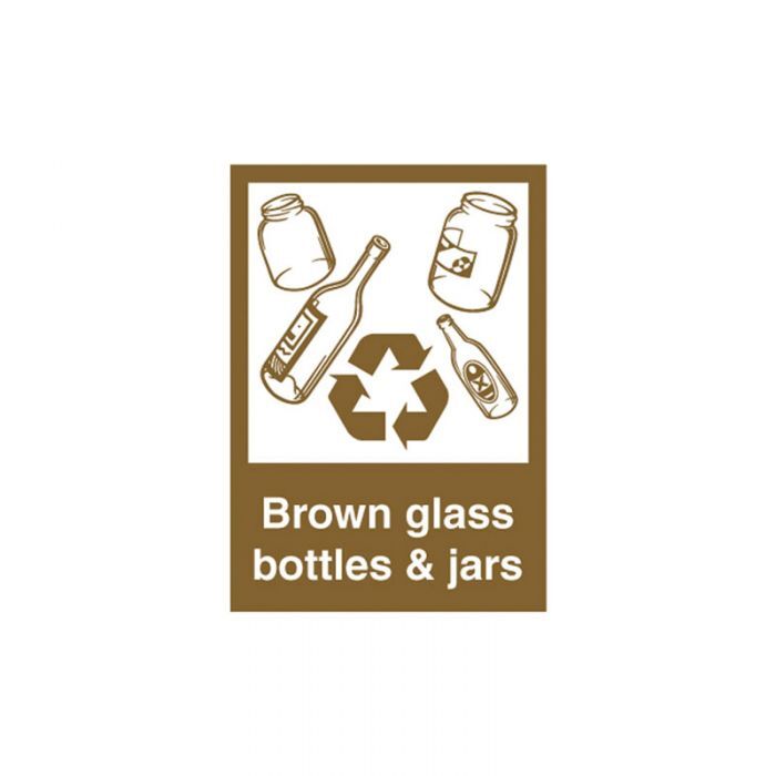 Brady Recycling Sign - Brown Bottles & Jars 250 x 180mm Self-Adhesive Vinyl