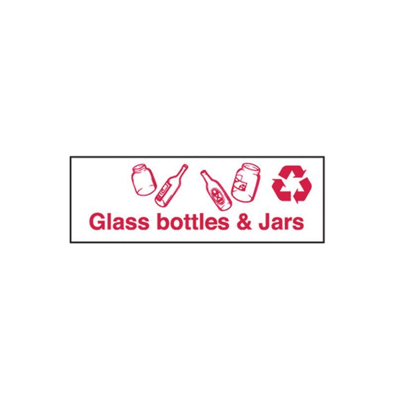 Brady Recycling Sign - Glass Bottles & Jars 250 x 180mm Self-Adhesive Vinyl