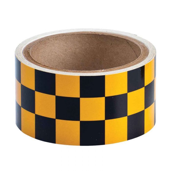 Brady Reflective Warning Tape 50mm x 4.5m Yellow/Black Checkered