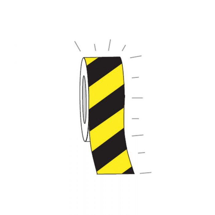 Brady Reflective Warning Tape 75mm x 4.5m Yellow/Black Striped