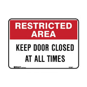 Brady Restricted Area Sign - Keep Door Closed At All Times1