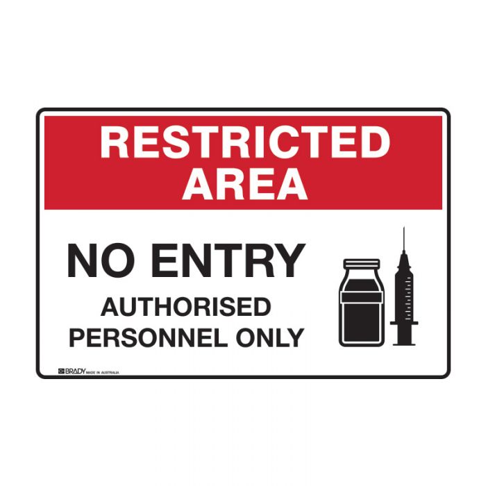 Brady Restricted Area Sign - No Entry Authorised Personnel Only - AIMS Industrial Supplies
