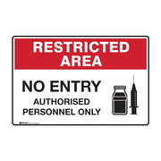 Brady Restricted Area Sign - No Entry Authorised Personnel Only - AIMS Industrial Supplies