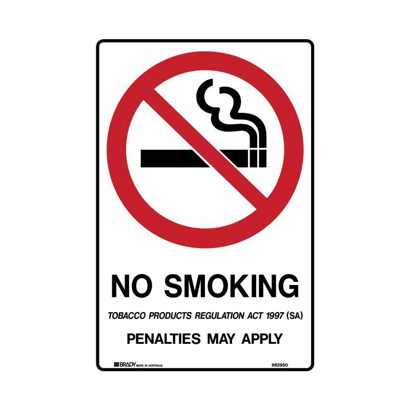 Brady SA - No Smoking Penalties May Apply - AIMS Industrial Supplies