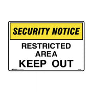 Brady Security Notice Sign - Restricted Area Keep Out - AIMS Industrial Supplies