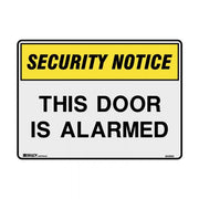 Brady Security Notice Sign - This Door Is Alarmed - AIMS Industrial Supplies