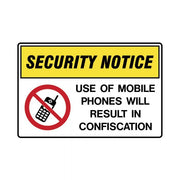 Brady Security Notice Use Of Mobile Phones Will Result In Confiscation - AIMS Industrial Supplies