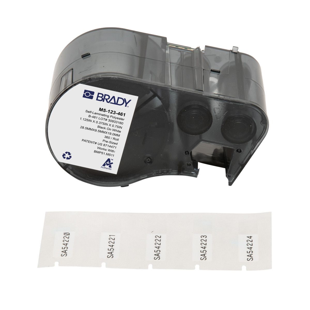 Brady Self-Laminating Cryogenic Polyester Label 241.8 x 28.57mm, Black On White/Clear