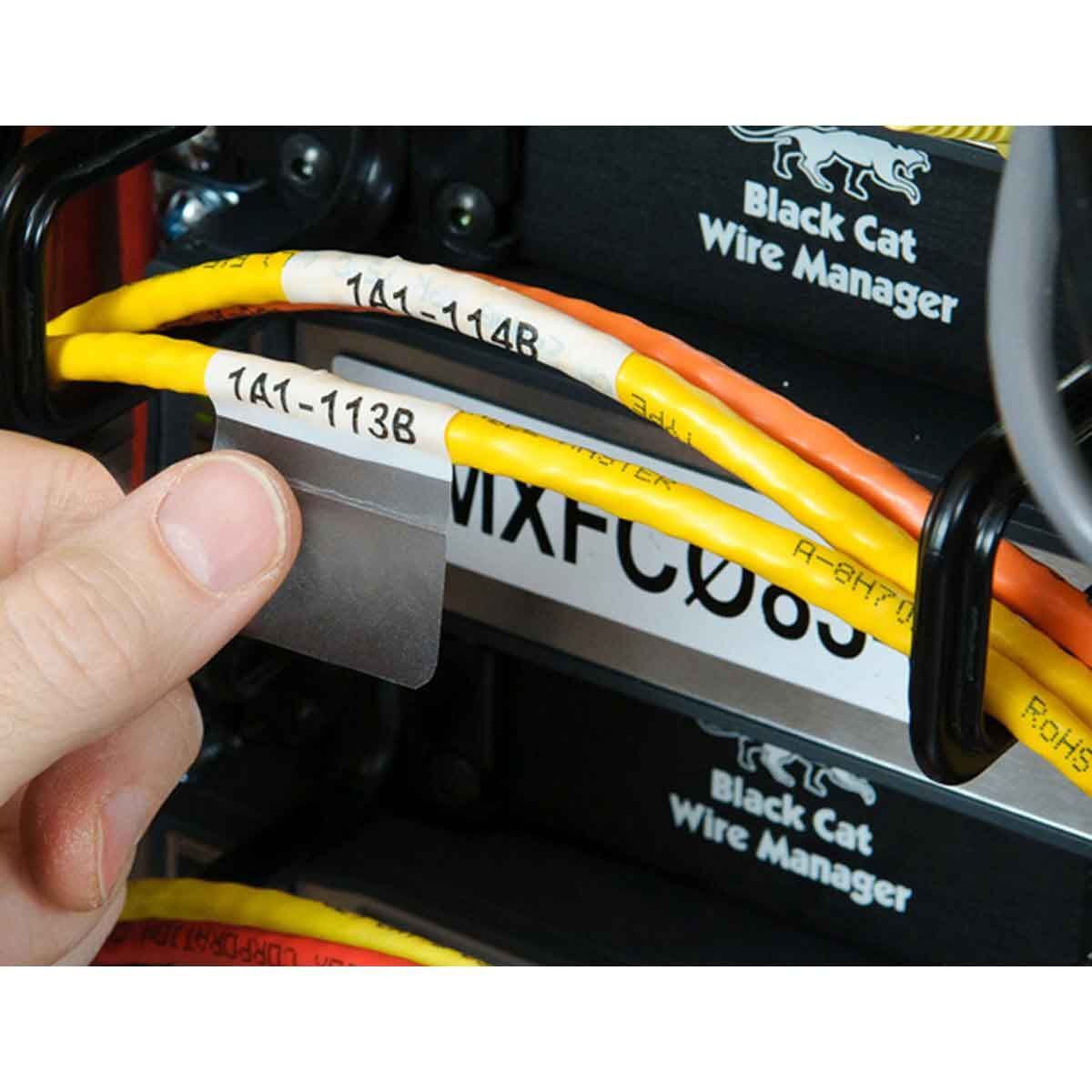 Brady Self - Laminating Vinyl Wrap Around Wire & Cable Label - 25.40 x 25.40mm, Clear/White - AIMS Industrial Supplies