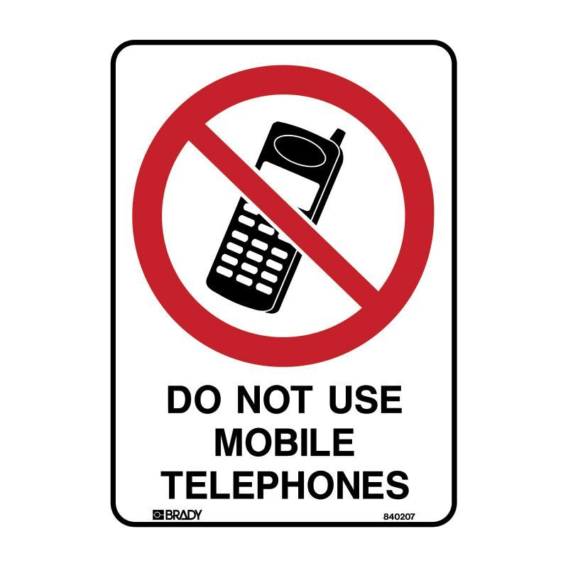 Brady Sign - Do Not Use Mobile Telephones 450 x 600mm Metal