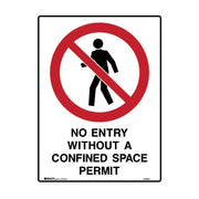 Brady Sign - No Entry Without a Confined Space Permit - AIMS Industrial Supplies