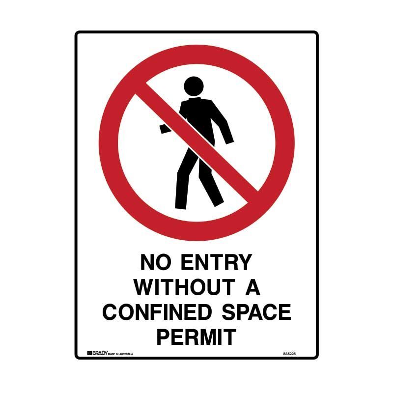 Brady Sign - No Entry Without a Confined Space Permit - AIMS Industrial Supplies