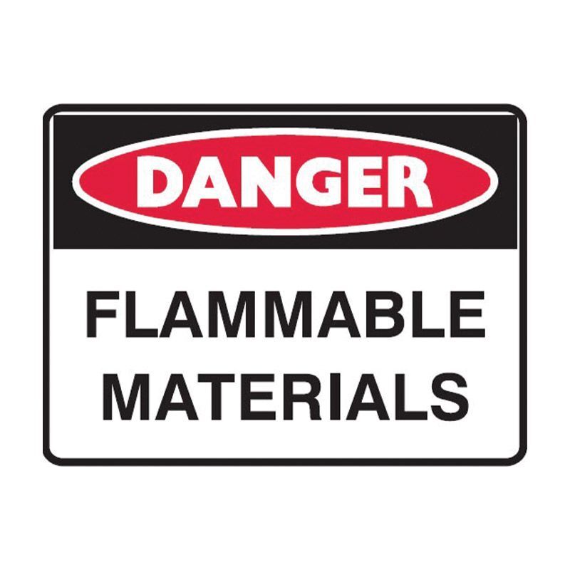 Brady Small Stick On Labels - Danger Flammable Materials 90 x 125mm Self Adhesive Vinyl, 5/Pack