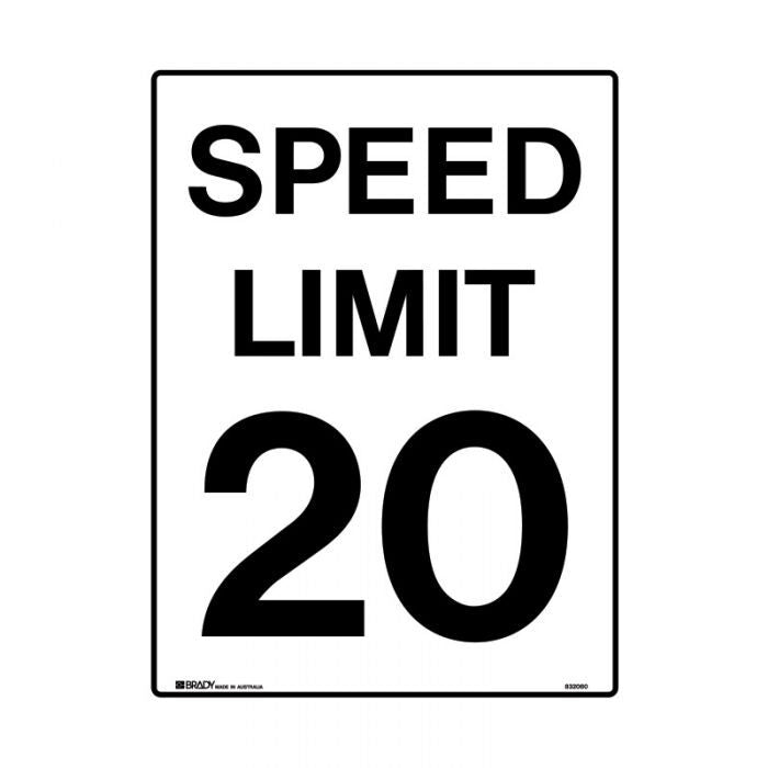 Brady Speed Limit Sign - "Speed Limit 20" 450 x 600mm Metal