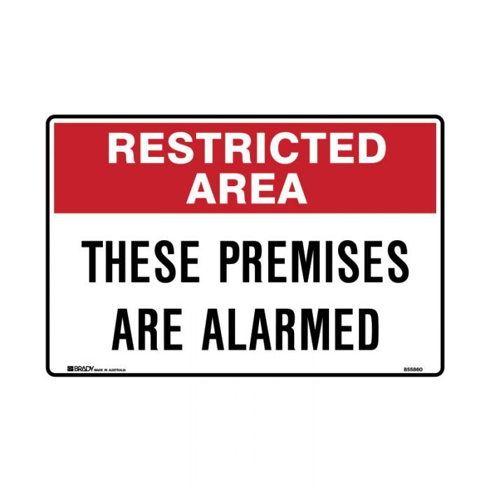 Brady These Premises Are Alarmed 180 x 250mm Self-Adhesive Vinyl