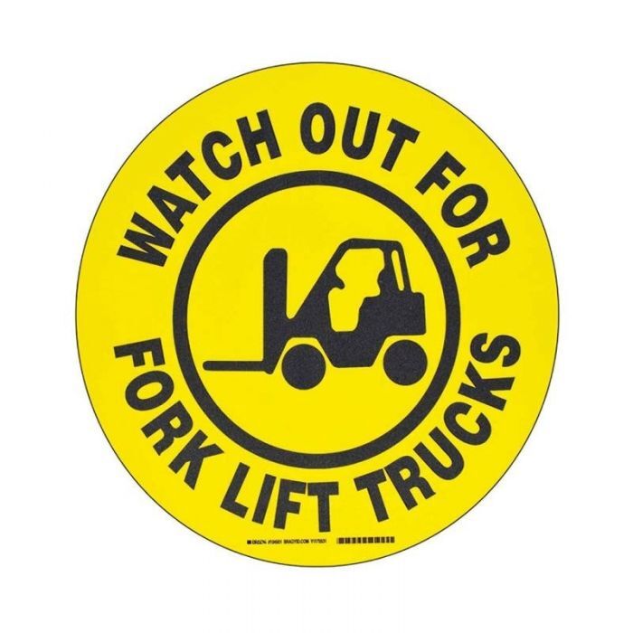 Brady Toughstripe Floor Marking Sign - Watchout For Fork Lift Trucks 430mm Diameter