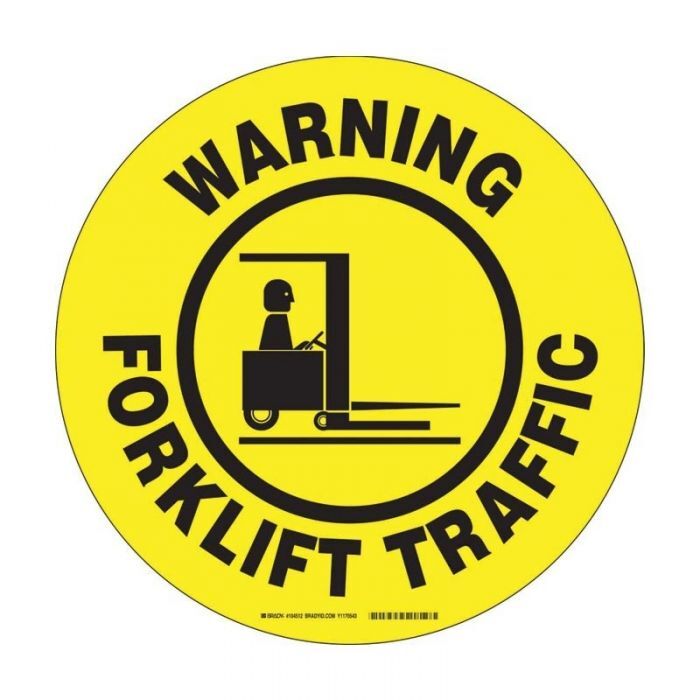 Brady Toughstripe Floor Sign - Warning Forklift Traffic 430mm Diameter
