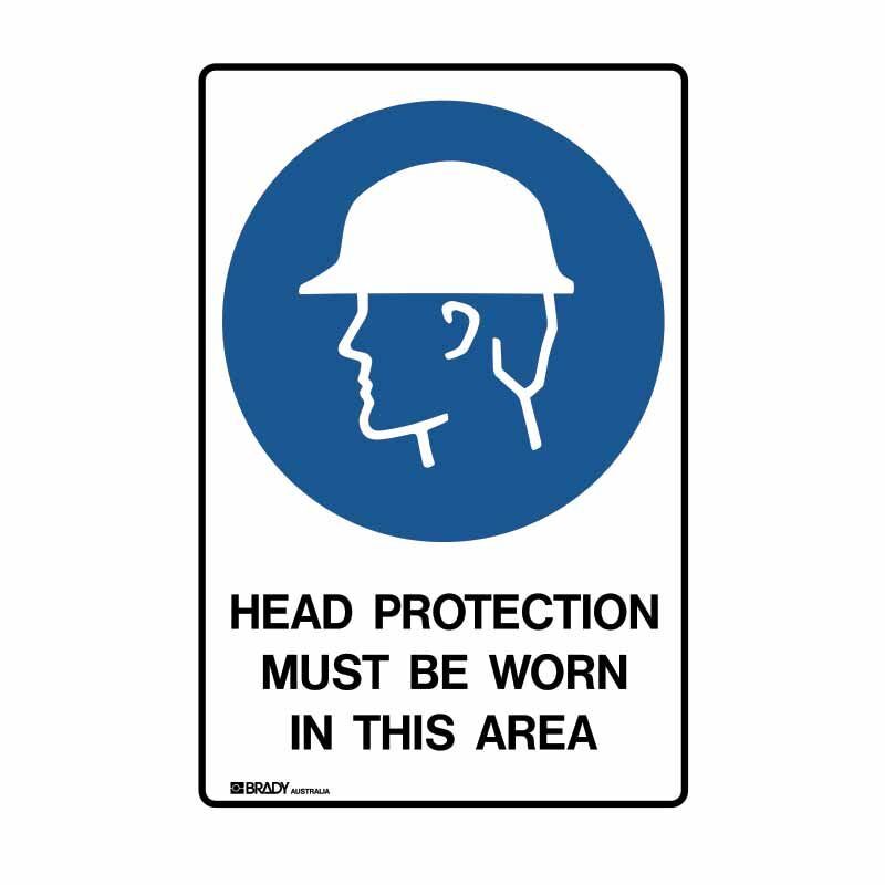 Brady UltraTuff Sign - Head Protection Must Be Worn In This Area - AIMS Industrial Supplies