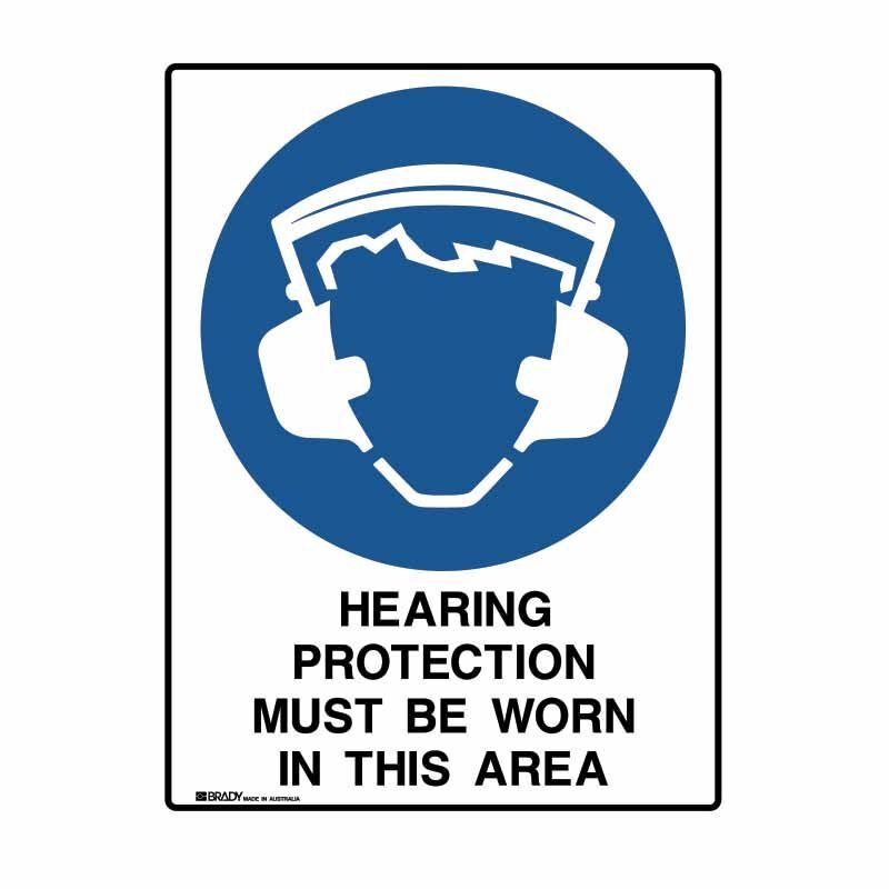 Brady UltraTuff Sign - Hearing Protection Must Be Worn On This Site - AIMS Industrial Supplies
