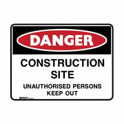 Brady UT Sign - Danger Construction Site Unauthorised Persons Keep Out - AIMS Industrial Supplies