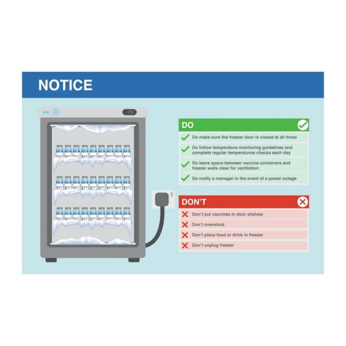 Brady Vaccine Fridge Sign - Do's and Don'ts 450 x 300mm Polypropylene