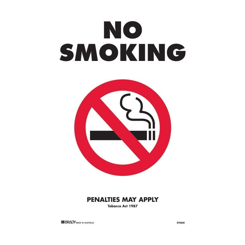 Brady VIC - No Smoking Penalties May Apply 180 x 250mm Self-Adhesive Vinyl
