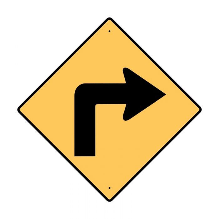 Brady Warn Road Turn Right Symbol 600 x 600mm C1 Ref Aluminium