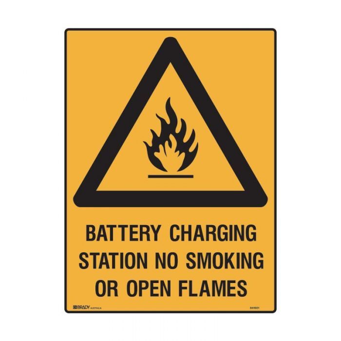 Brady Warning - Battery Charging Station No Smoking Or Open Flames 225 x 300mm Metal