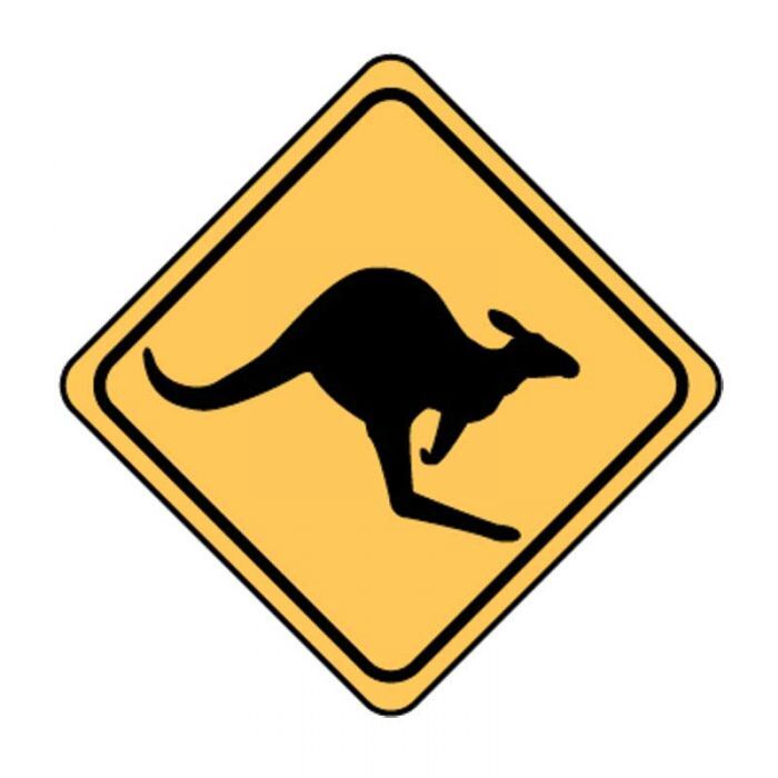 Brady Warning Kangaroo Symbol 600 x 600mm C1 Ref Aluminium